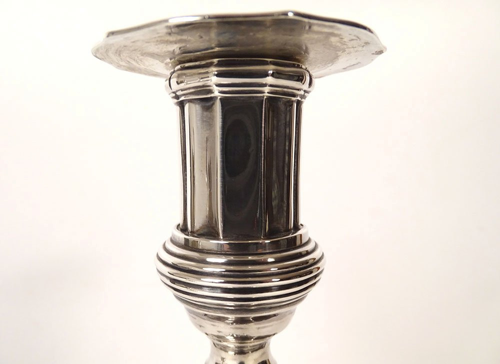 Paire Bougeoirs Flambeaux Argent Fermiers Généraux Paris M-A. Leroy 1780-photo-2