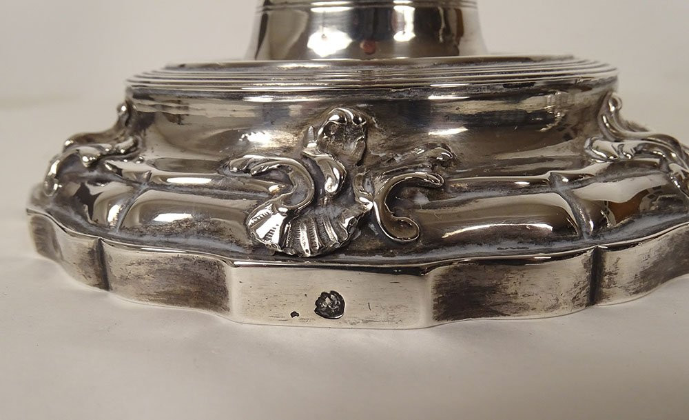 Paire Bougeoirs Flambeaux Argent Fermiers Généraux Paris M-A. Leroy 1780-photo-6