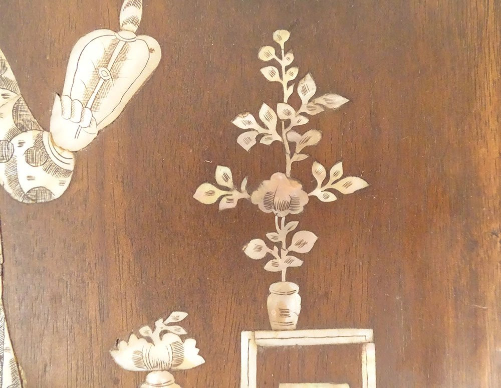 Pair Of Decorative Panels In Mother-of-pearl Wood, Vietnam, Indochina, 19th Century-photo-5