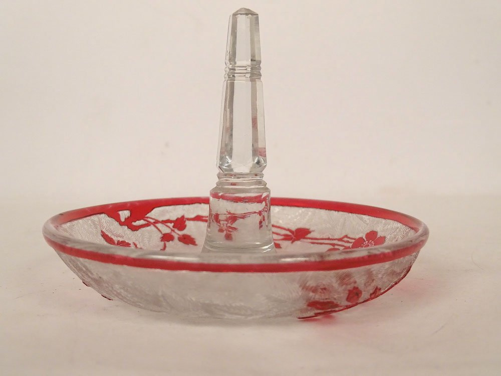 Baccarat France Cut Crystal Ring Sizer Foliage Flowers Jewelry 20th Century-photo-3
