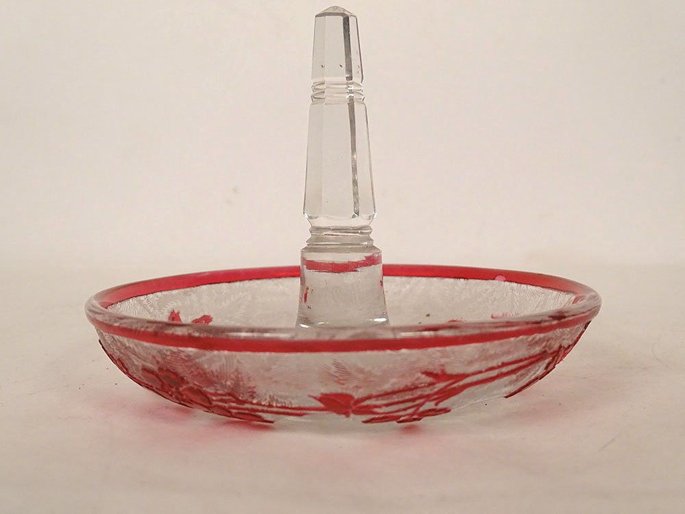 Baccarat France Cut Crystal Ring Sizer Foliage Flowers Jewelry 20th Century-photo-4