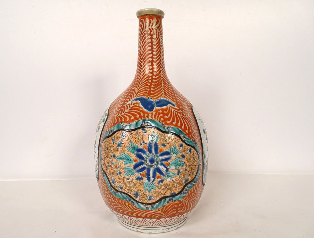 Vase Porcelaine Arita Japon Hichozan Shinpo Monzaemon Chauve-souris XIXème-photo-2