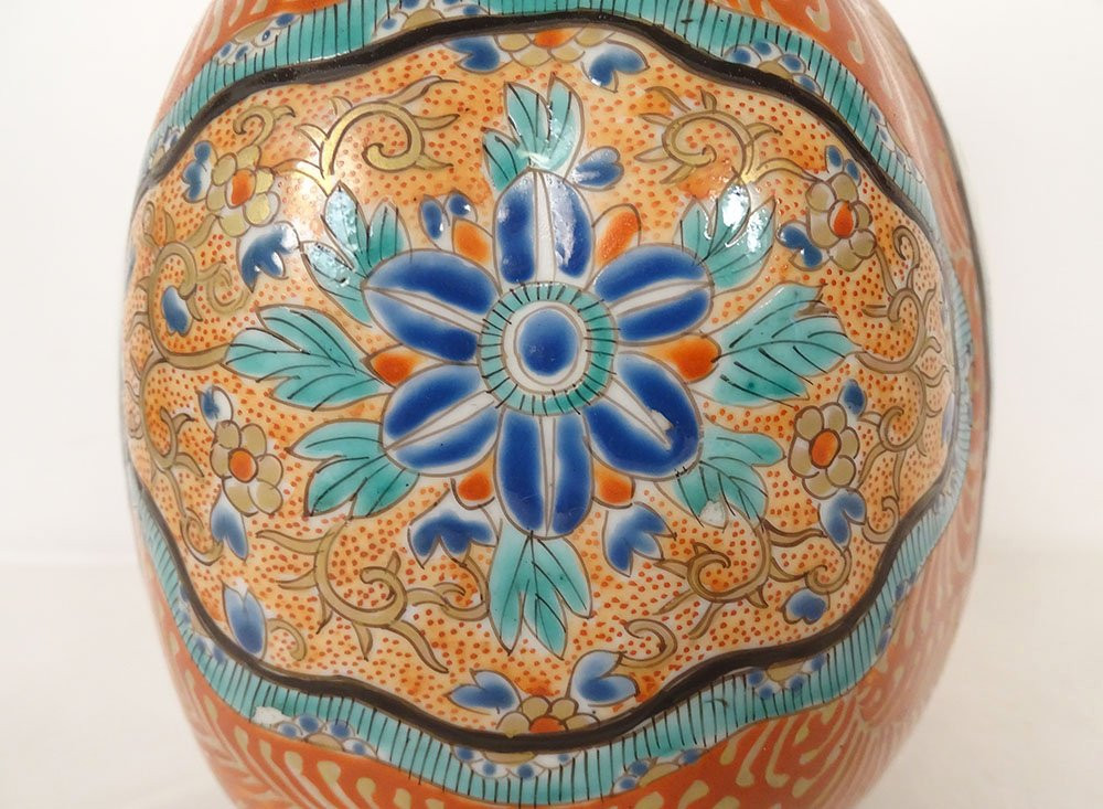 Vase Porcelaine Arita Japon Hichozan Shinpo Monzaemon Chauve-souris XIXème-photo-3