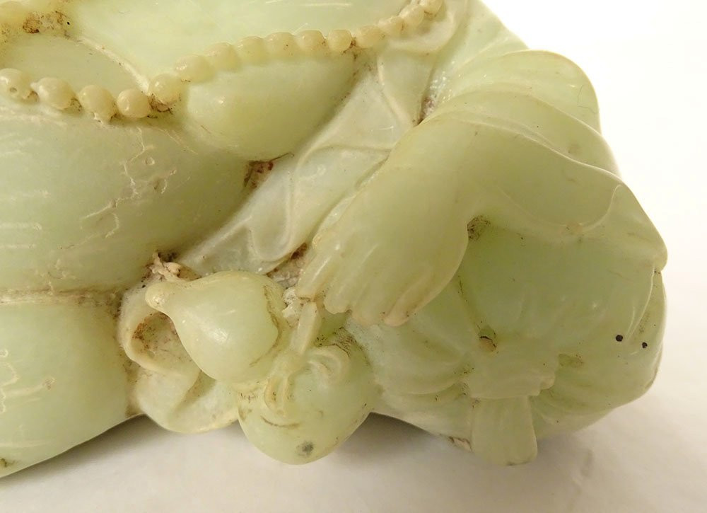Chinese Jade Green Jadeite Sculpture Laughing Buddha Xuande Signature 19th Century-photo-3