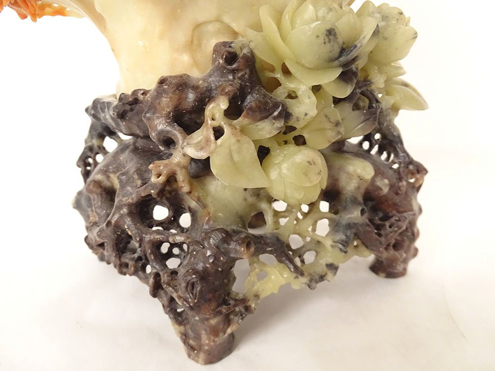 Chinese Stone Sculpture Of Bacon Bouquet Of Flowers Foliage China Late 19th Century-photo-1