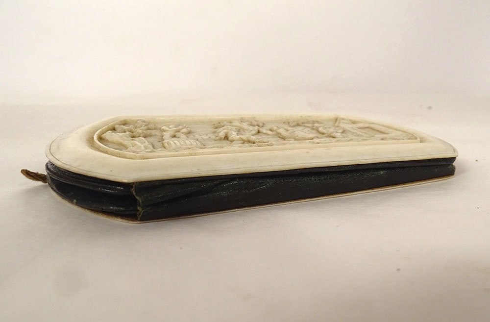 Ivory Dieppe Card Holder Wallet Case 19th Century Popular Dance Scene-photo-4