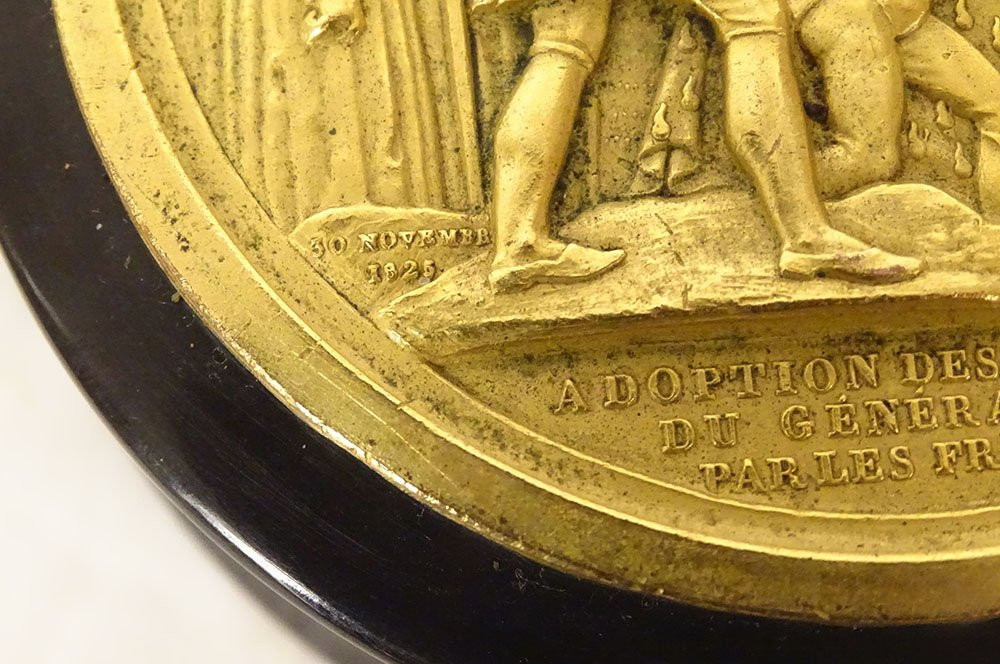 Tortoiseshell Box Metal Medal Adoption Children General Foy French 1825 19th-photo-4