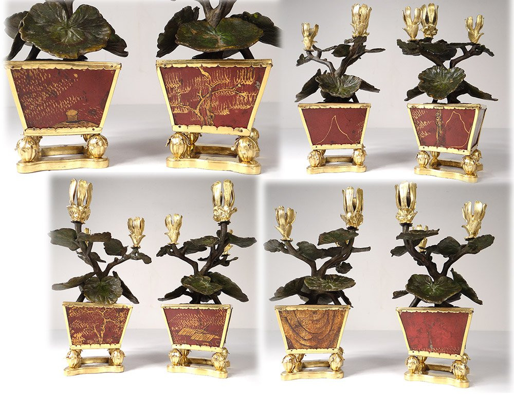 Louis XV Buffalo Clock Gilt Bronze Lacquered Wood Chinese Candelabra 18th Century-photo-8