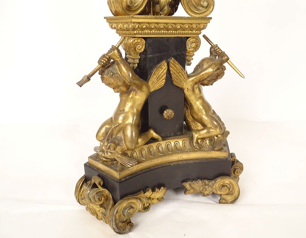 Garniture Cheminée Pendule Bronze Pêcheur Italien Candélabres Napoléon III XIXème-photo-7