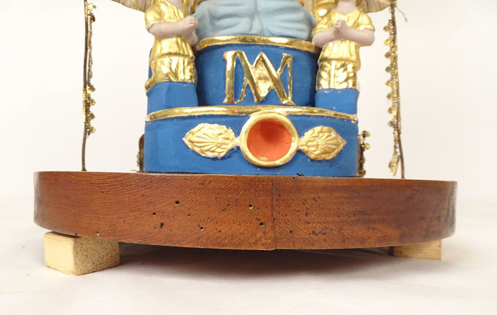 Virgin Of Marseille Santibelli Saint Mary Terracotta Gilding Globe 19th Century-photo-8