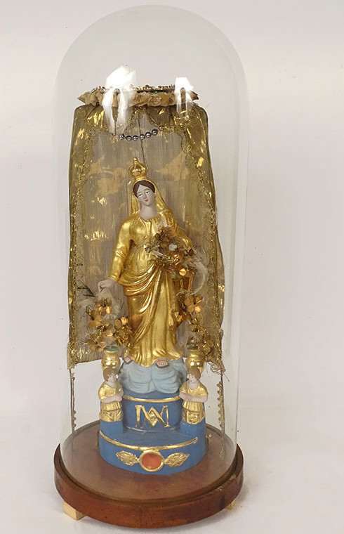 Virgin Of Marseille Santibelli Saint Mary Terracotta Gilding Globe 19th Century