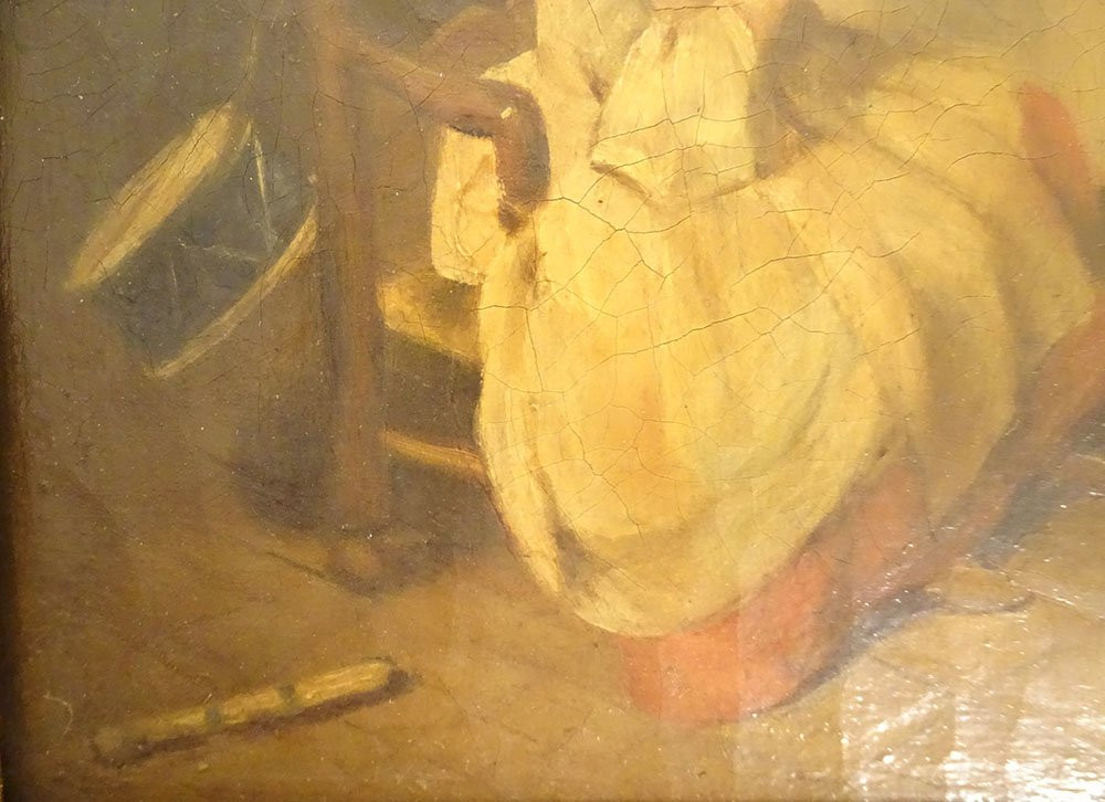 HST Tableau Scène Genre d'ap Chardin Bénédicité Souper Enfants Mère XIXème-photo-5