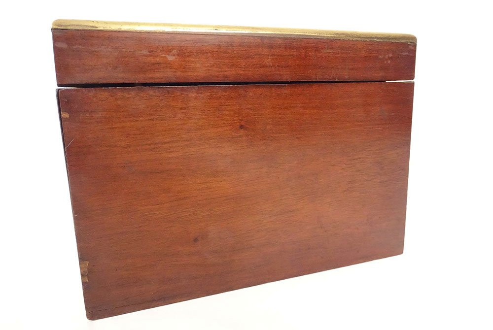 Cigar Box Mahogany Wood Box Rosewood Marquetry 19th Century-photo-3