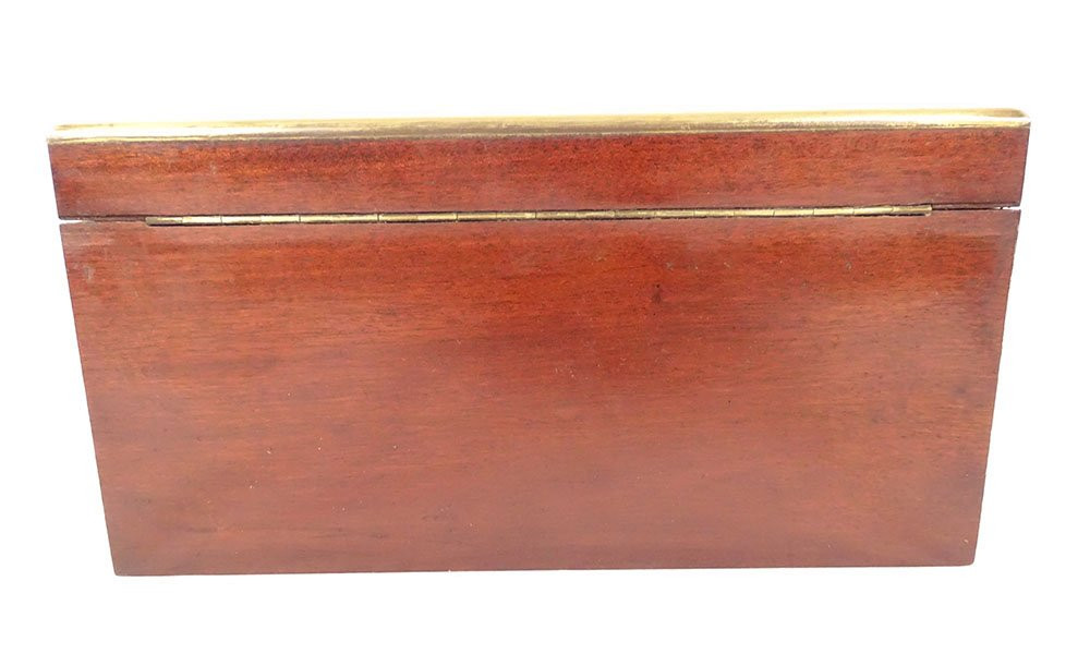 Cigar Box Mahogany Wood Box Rosewood Marquetry 19th Century-photo-4