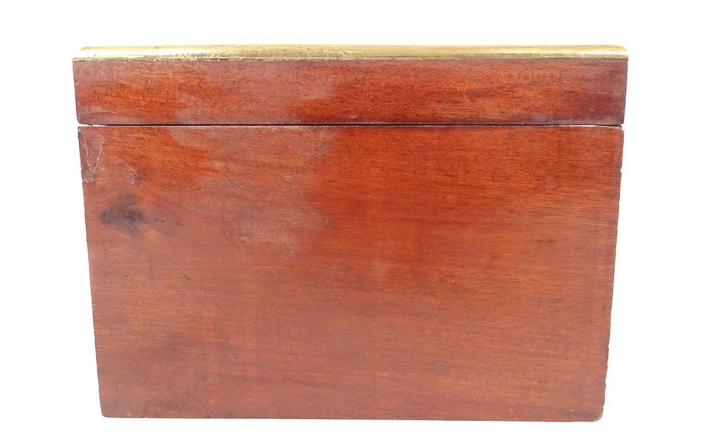 Cigar Box Mahogany Wood Box Rosewood Marquetry 19th Century-photo-1
