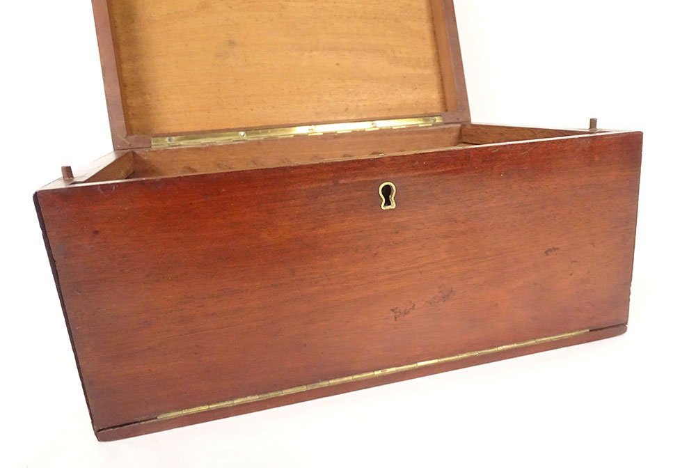 Cigar Box Mahogany Wood Box Rosewood Marquetry 19th Century-photo-6