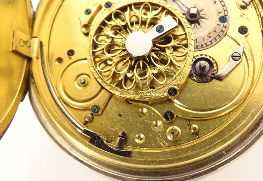 Solid Silver Pocket Watch With Old Cock Movement, 19th Century-photo-5