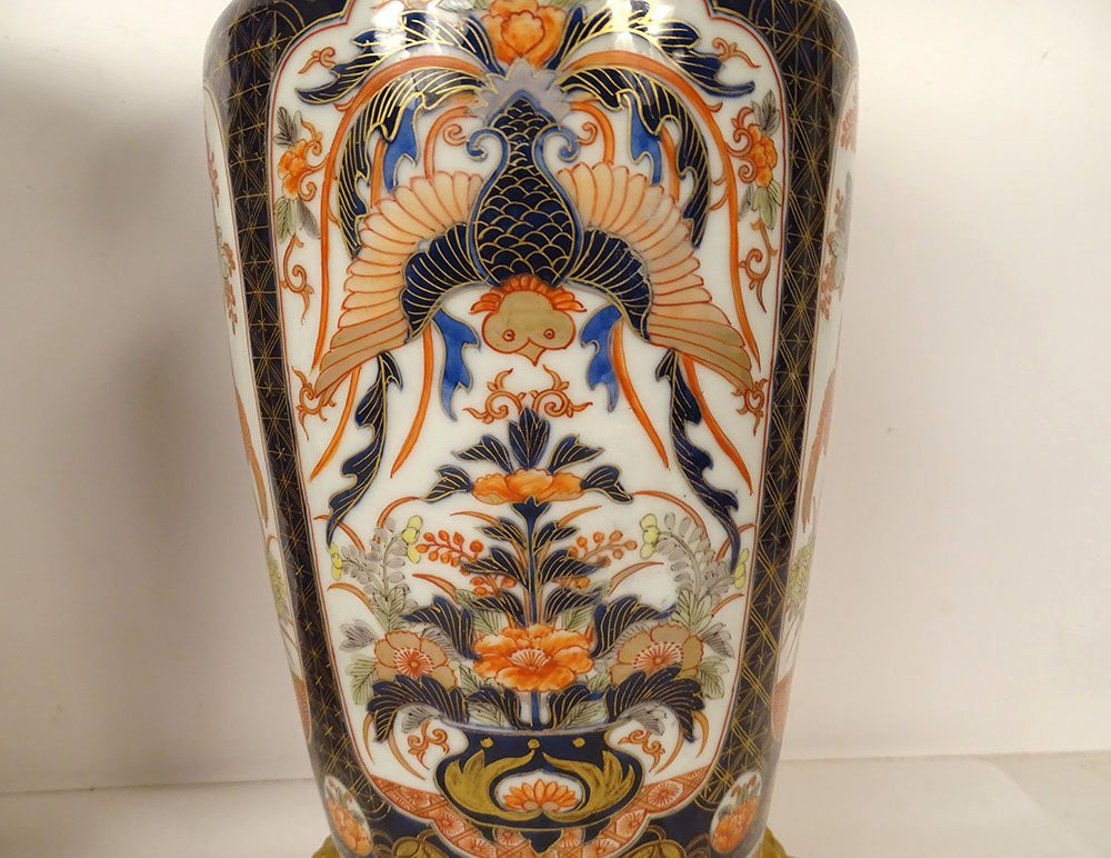 Pair Of Imari Vases Japan Birds Flowers Garden Gilt Bronze Napoleon III 19th Century-photo-4