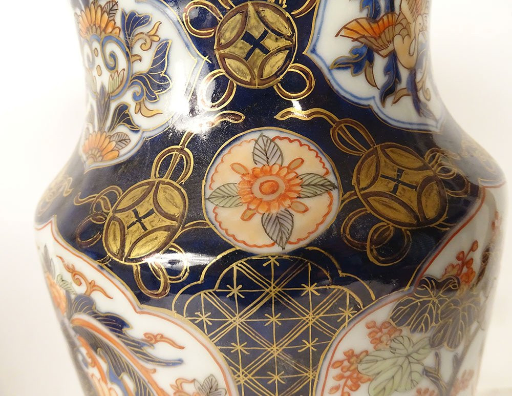 Pair Of Imari Vases Japan Birds Flowers Garden Gilt Bronze Napoleon III 19th Century-photo-2