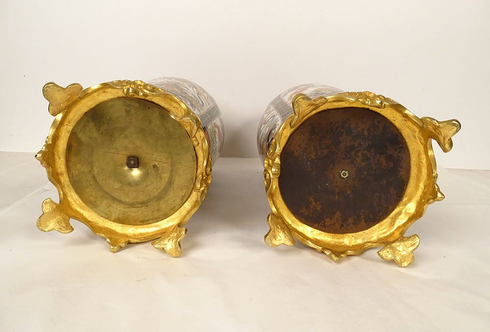 Pair Of Imari Vases Japan Birds Flowers Garden Gilt Bronze Napoleon III 19th Century-photo-7