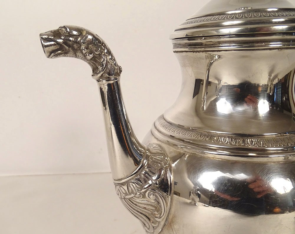 Empire Coffee Service Coffee Pot Sterling Silver Minerva 1969gr 19th Century-photo-5