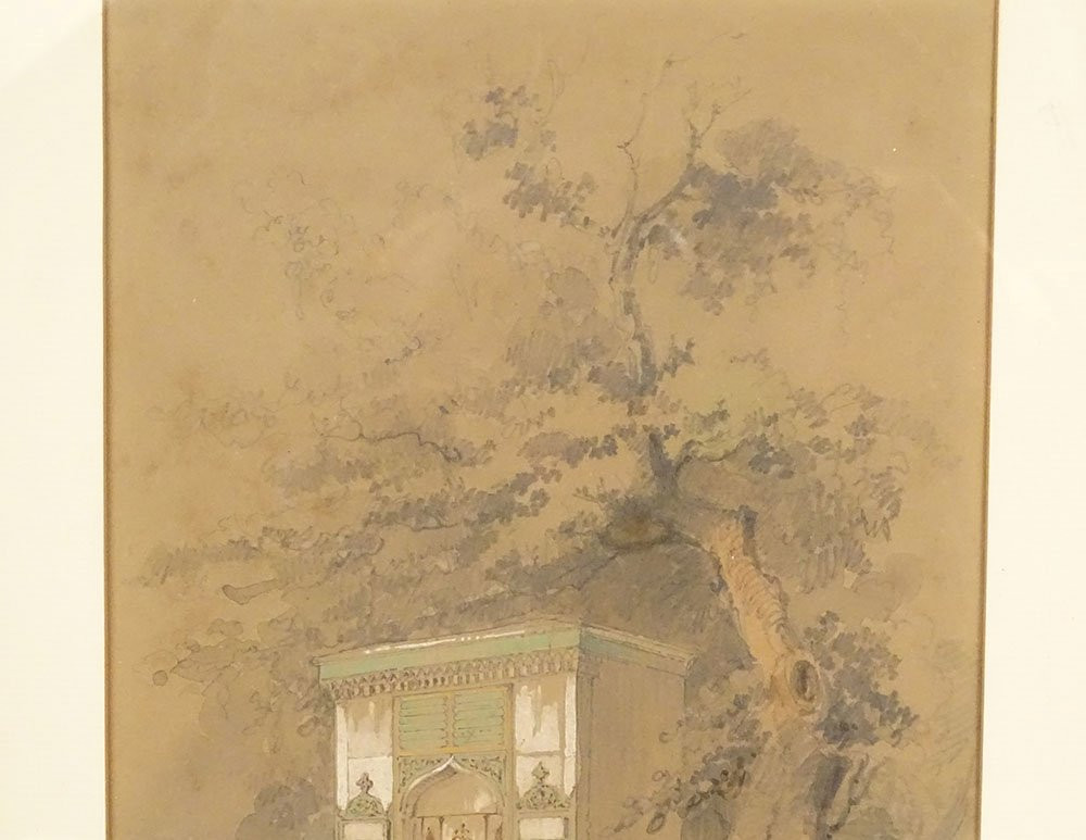 Dessin Orientaliste Amedeo Preziosi Personnages Ottomans Fontaine XIXème-photo-3