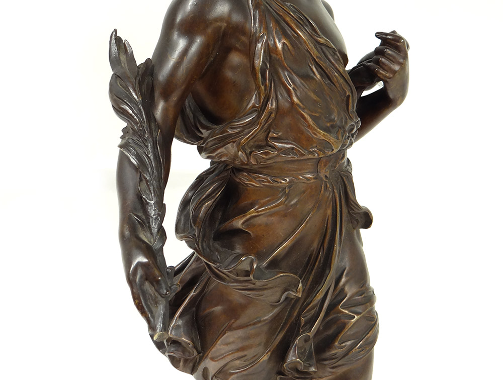 Sculpture Bronze Young Man Branchage Palme Signed Moreau Nineteenth-photo-2