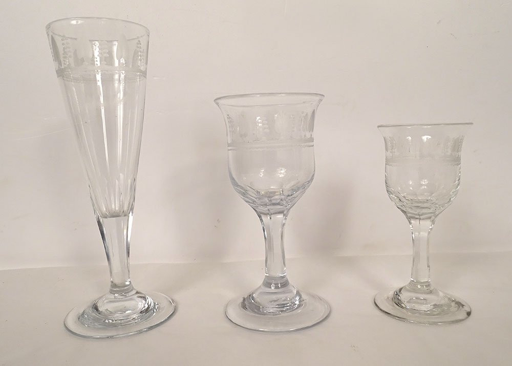 Service 18 verres à vin flûtes champagne cristal Sèvres Restauration XIXème-photo-7