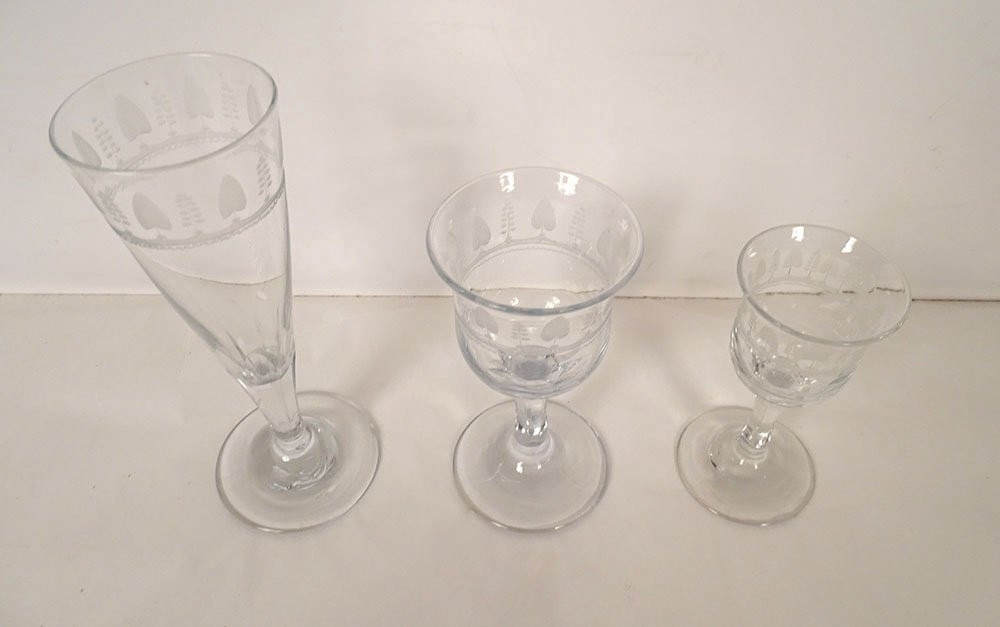 Service 18 verres à vin flûtes champagne cristal Sèvres Restauration XIXème-photo-8