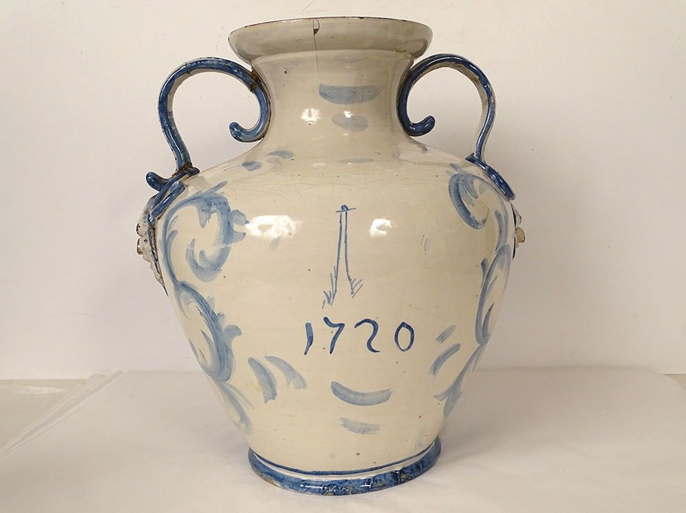 Grand vase majolique italienne Savone mythologie paysage antique XIXème-photo-3