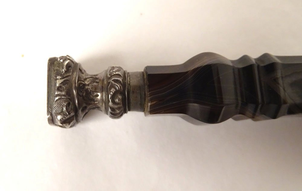 Sceau cachet agate argent massif tête sanglier monogramme XIXème siècle-photo-4
