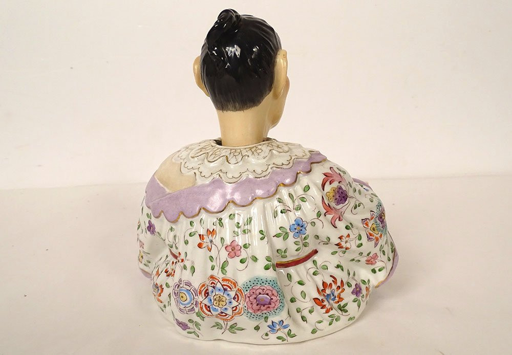 Sculpture magot articulé Chinois porcelaine goût Meissen Ovington Bro's XXè-photo-4