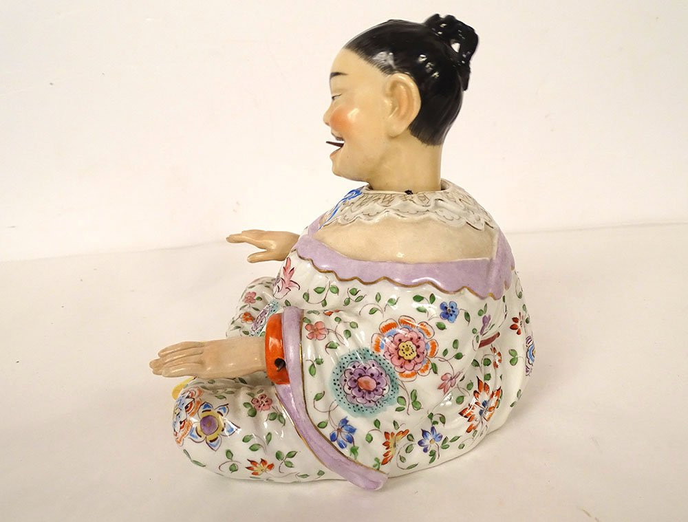 Sculpture magot articulé Chinois porcelaine goût Meissen Ovington Bro's XXè-photo-5