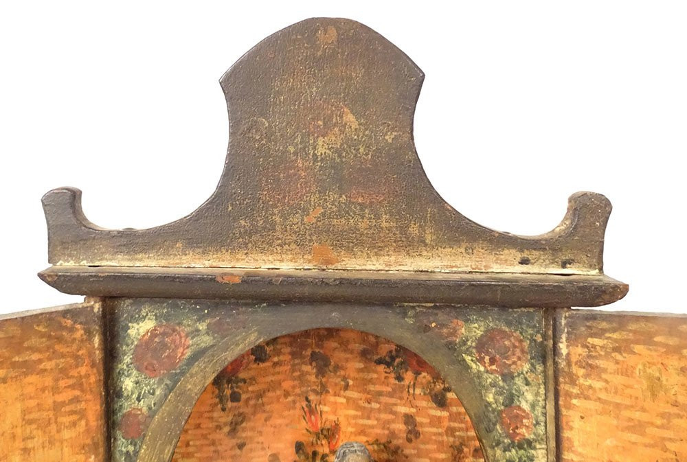 Painted Wooden Altarpiece Sculpture Of The Virgin Assumption Of Conceicao Oratory, 18th Century-photo-3