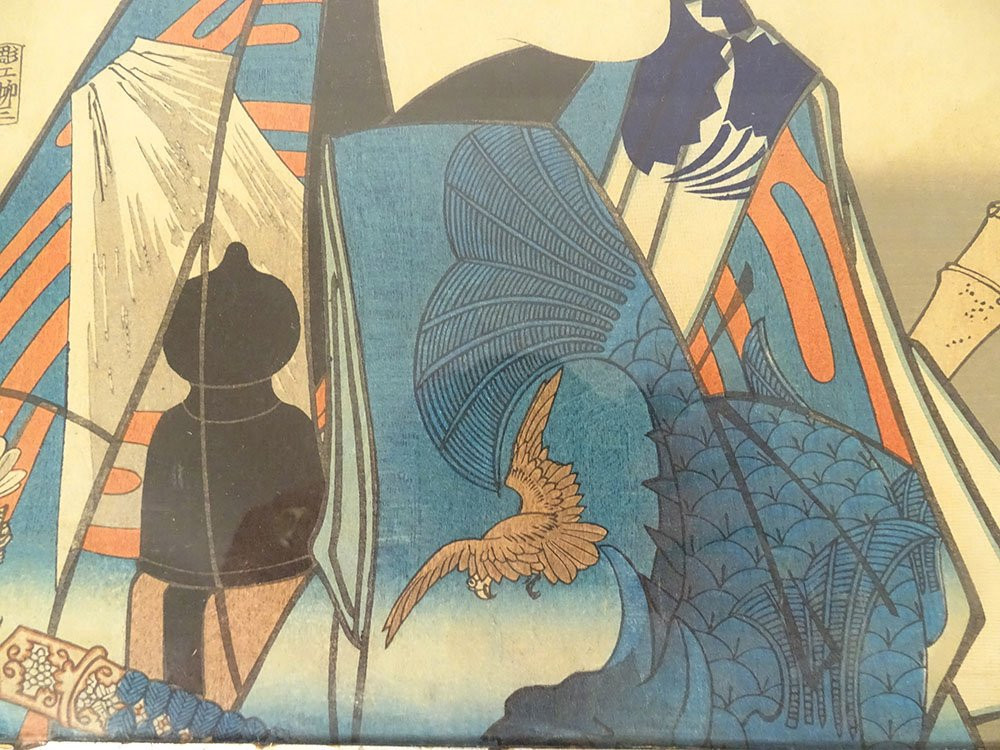 Estampe Ukiyo-e Kunisada Utagawa Toyokuni III Genji-e acteur samouraï Japon-photo-1