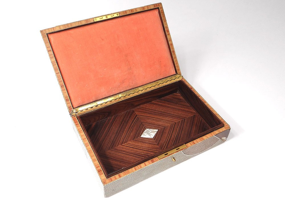 Rousseau Frank Art Deco 20th Century Shagreen Mother-of-pearl Rosewood Box Set-photo-3