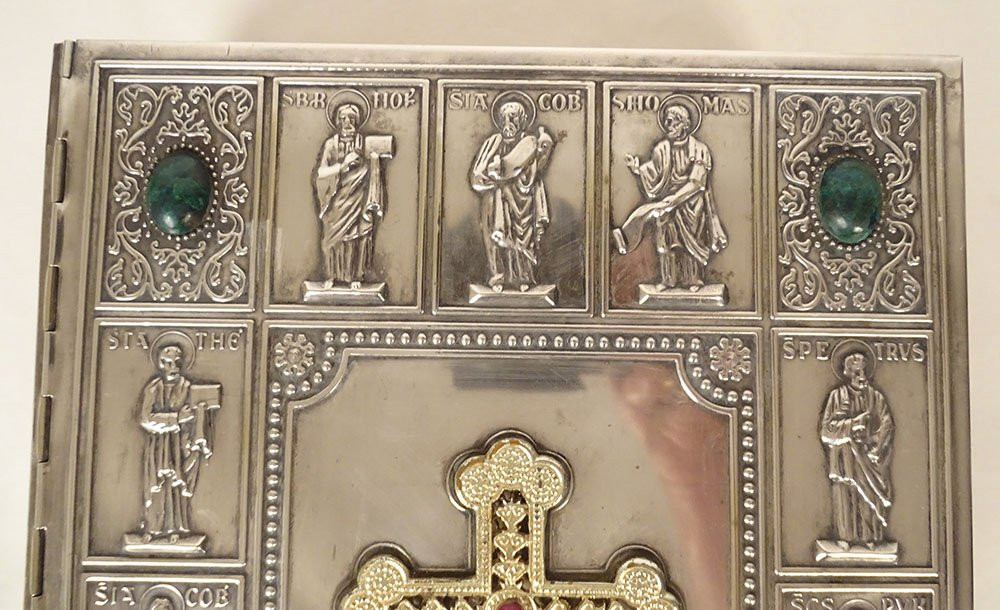 Holy Bible Canon Crampon Metal Apostles Cross Bibliophile Circle 1961-photo-4