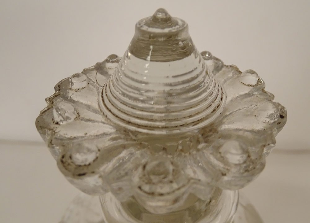 Carafe hollandaise sablier verre soufflé moulins bateaux rubans XVIIIème-photo-3
