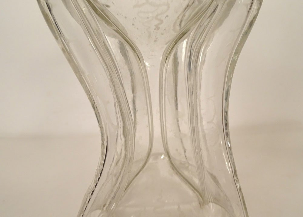 Carafe hollandaise sablier verre soufflé moulins bateaux rubans XVIIIème-photo-2
