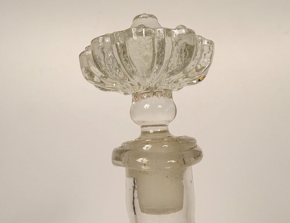 Carafe hollandaise sablier verre soufflé moulins bateaux rubans XVIIIème-photo-2