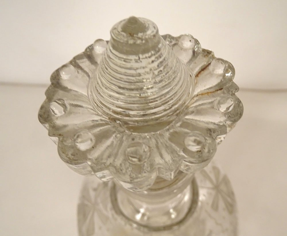 Carafe hollandaise sablier verre soufflé moulins bateaux rubans XVIIIème-photo-3