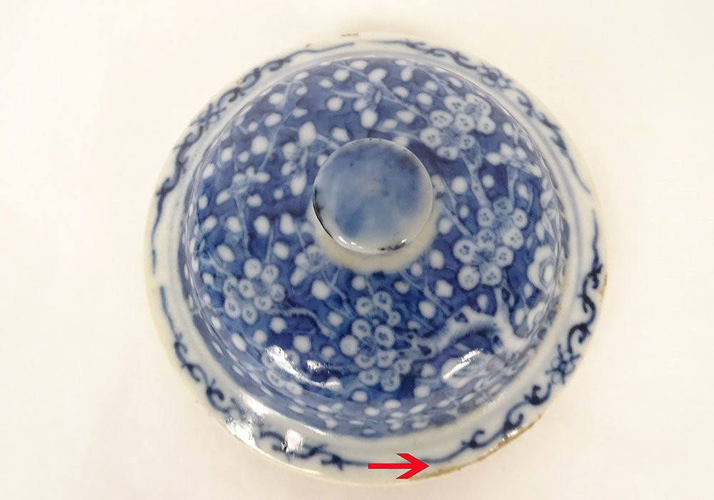 Small Covered Ginger Jar With Blue And White Chinese Porcelain, Prunus Flowers, 19th Century-photo-6