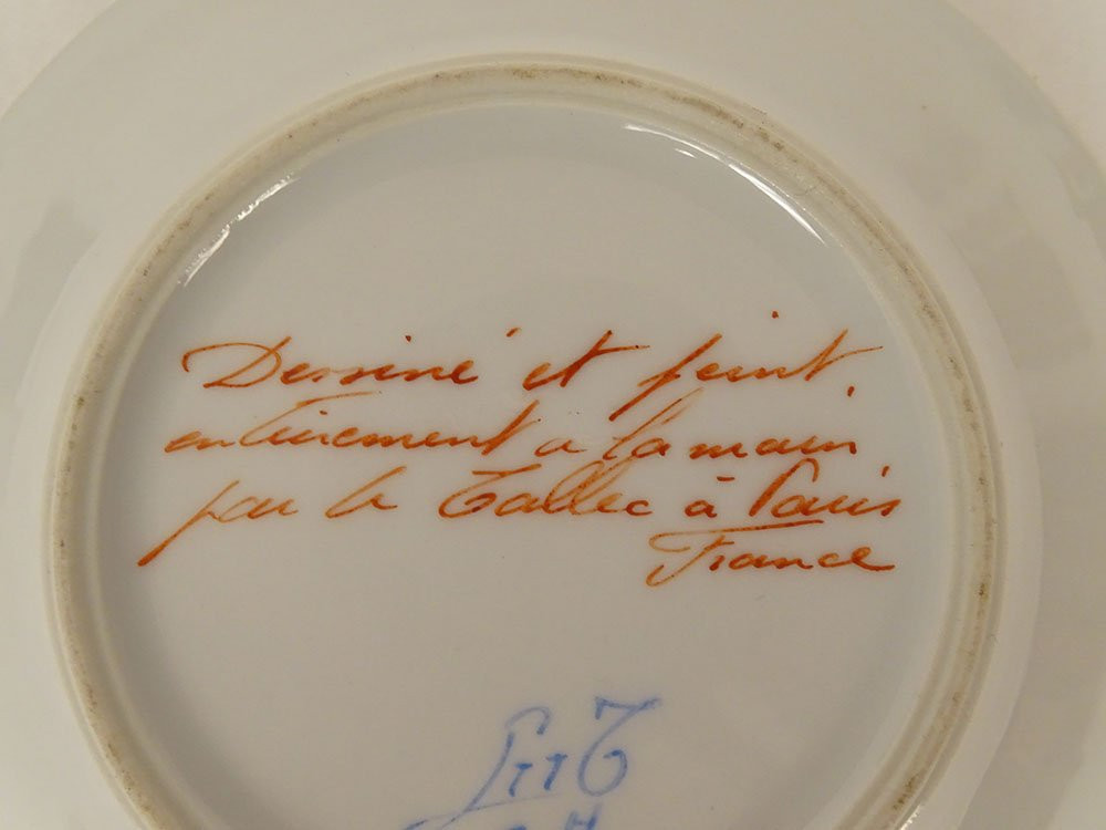 Tasse soucoupe porcelaine Paris Le Tallec dorure arabesques feuillage XXème-photo-4