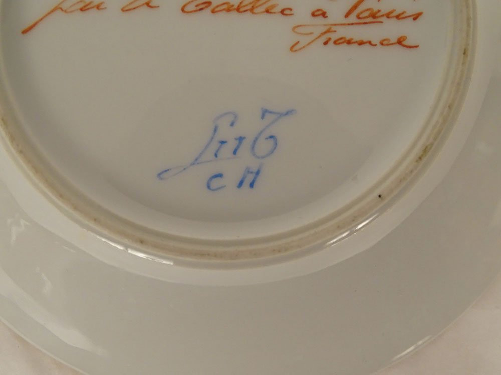 Tasse soucoupe porcelaine Paris Le Tallec dorure arabesques feuillage XXème-photo-5