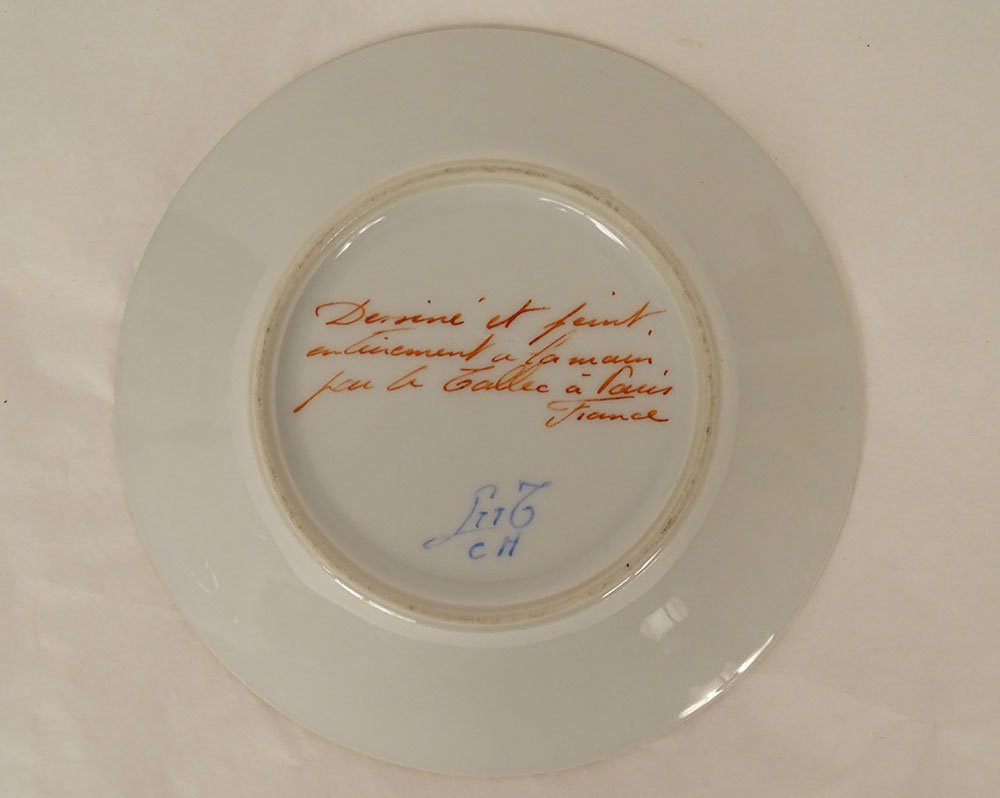 Tasse soucoupe porcelaine Paris Le Tallec dorure arabesques feuillage XXème-photo-6