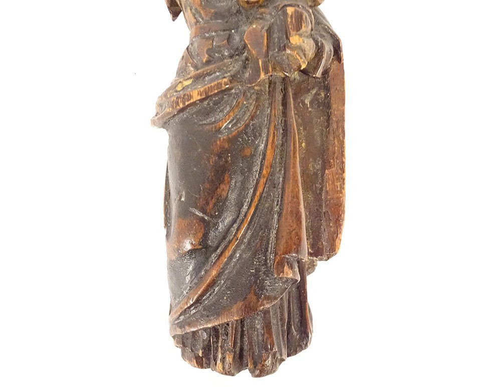 Small Sculpture Statuette Virgin And Child Jesus Carved Wood 18th Century-photo-3