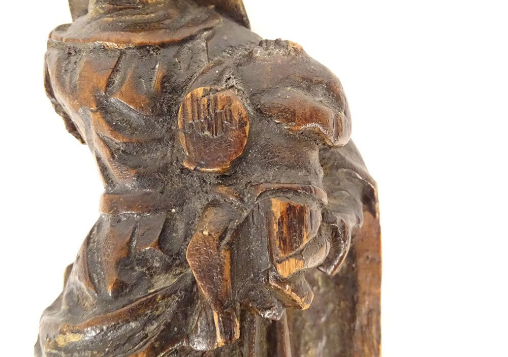 Small Sculpture Statuette Virgin And Child Jesus Carved Wood 18th Century-photo-4