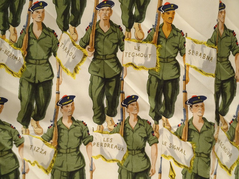 Hermès Paris Brigade Fusiliers Marins Nemours Vintage Silk Scarf-photo-2