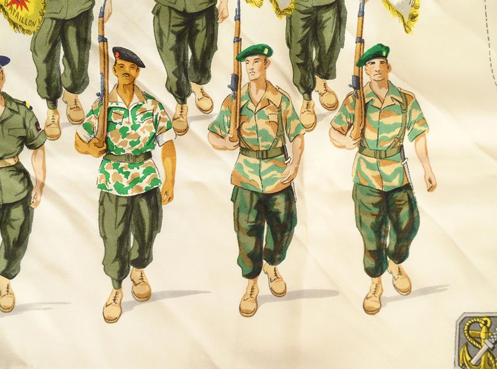 Hermès Paris Brigade Fusiliers Marins Nemours Vintage Silk Scarf-photo-4