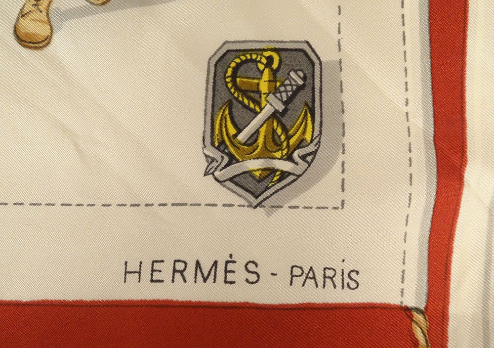 Hermès Paris Brigade Fusiliers Marins Nemours Vintage Silk Scarf-photo-5